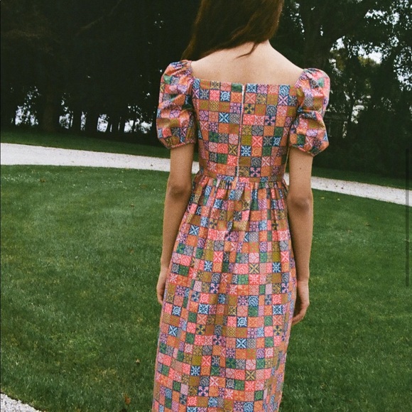 Coco Shop Short-Sleeve Maxi Dress in Navy Checkerboard - Picture 3 of 9